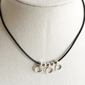 Sterling Silver Black Soft Rubber Chain Necklace